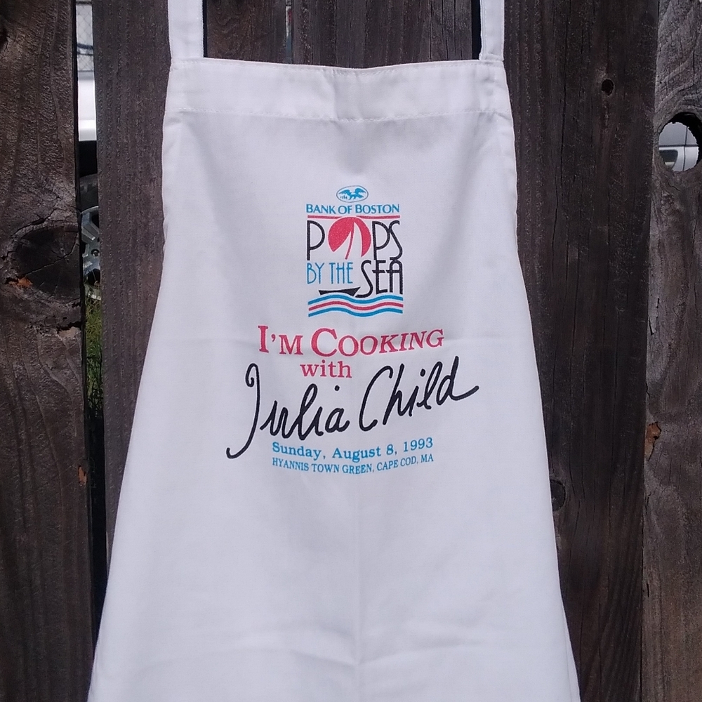 Julia Child x Vintage Apron Boston Pops 1993 Event Promotional White OS Cook Che - Picture 2 of 4